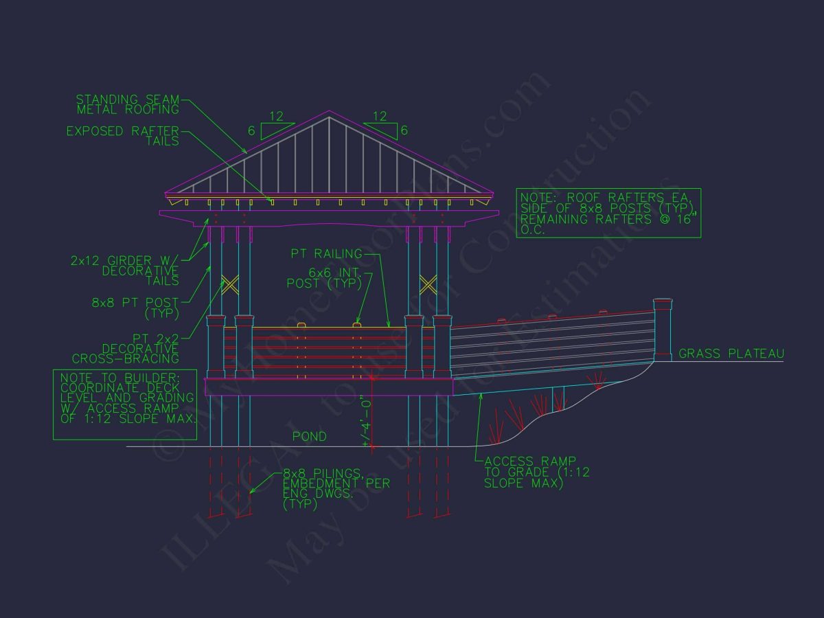 Gazebo Plans & Blueprints - 14' x 28' Outdoor Pavilion Design