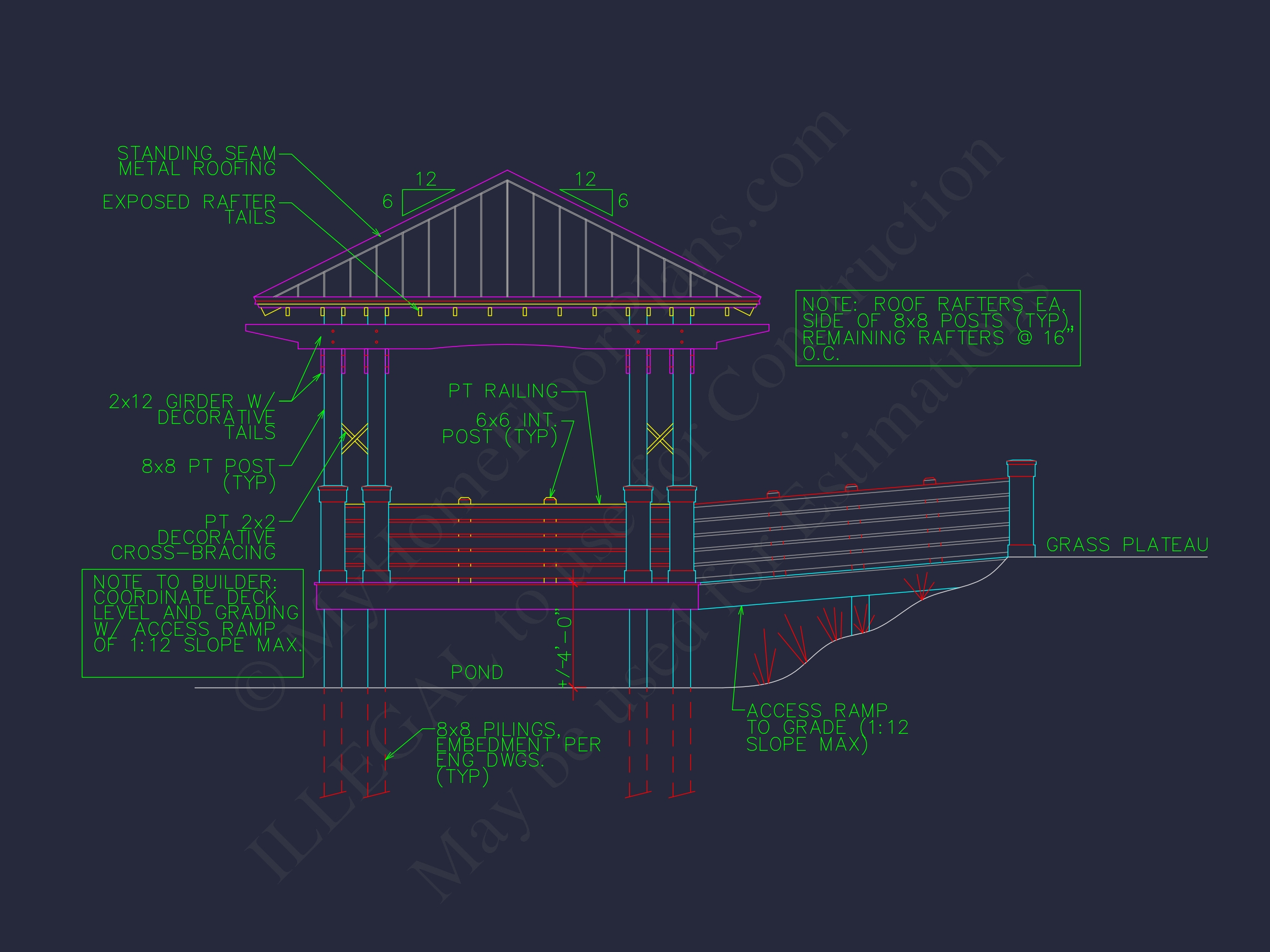 Gazebo Plans & Blueprints - 14' x 28' Outdoor Pavilion Design