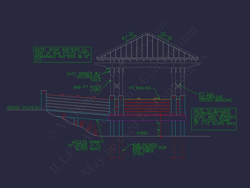 Gazebo Plans & Blueprints - 14' x 28' Outdoor Pavilion Design