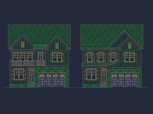 2-Story House Plan with 4 Bedrooms and Detailed CAD Designs