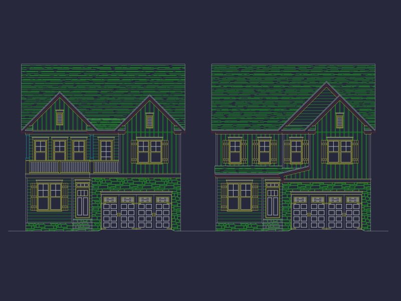 2-Story House Plan with 4 Bedrooms and Detailed CAD Designs