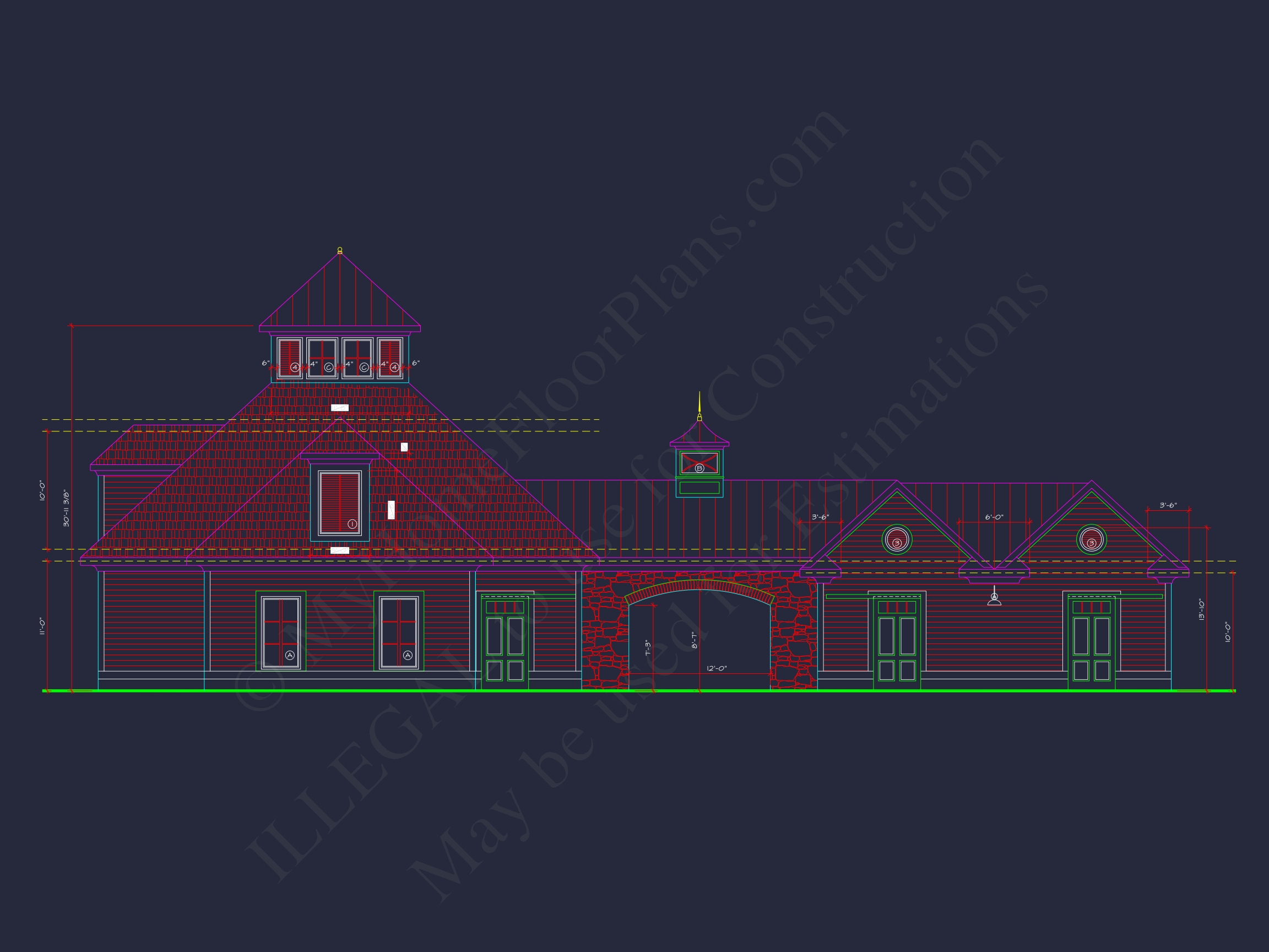 Horse Stable House Plan with 4-Bay Garage & Breezeway