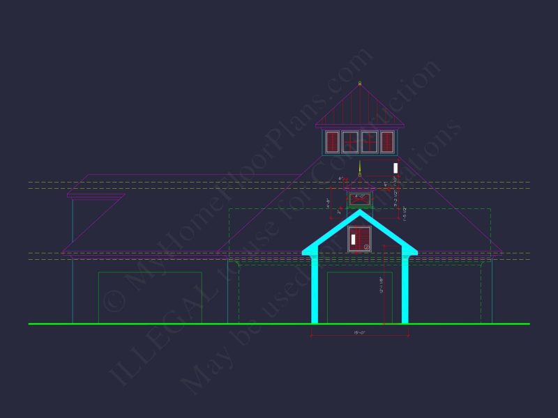 Horse Stable House Plan with 4-Bay Garage & Breezeway