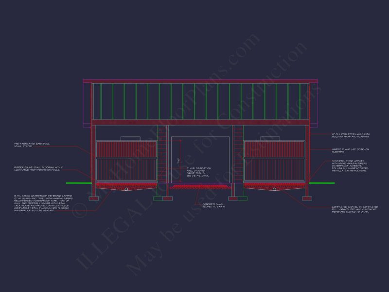 Horse Stable House Plan with 4-Bay Garage & Breezeway