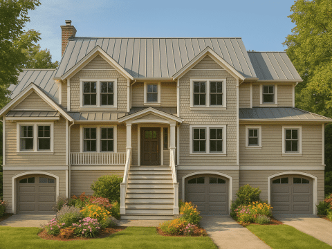 Luxurious 2-Story Beach House Plan with Cottage & Bungalow Charm