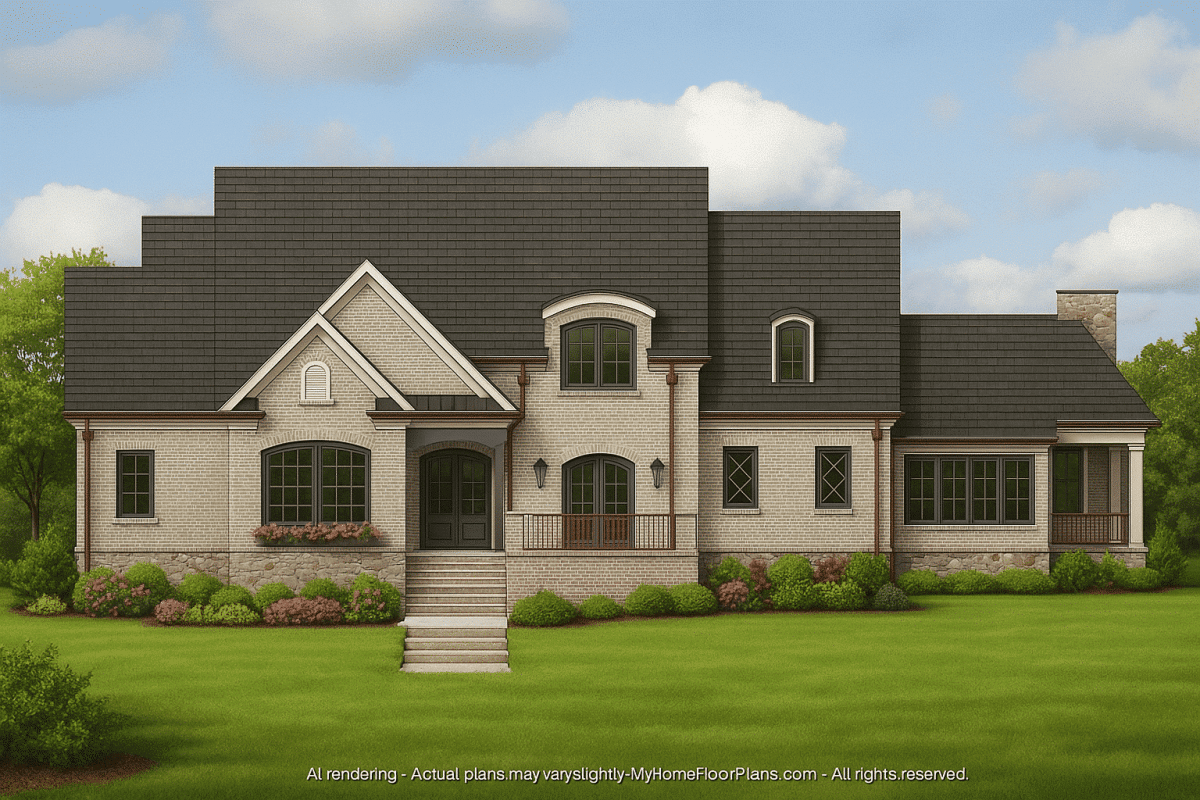 Luxurious 2-Story Home Plan with French Country Design