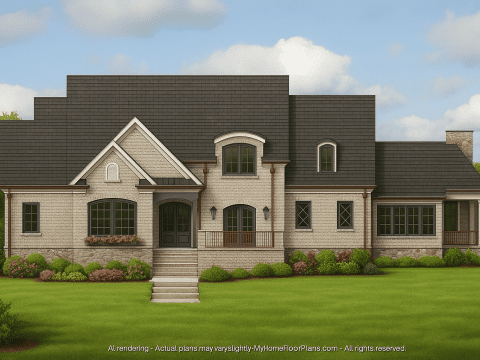 Luxurious 2-Story Home Plan with French Country Design