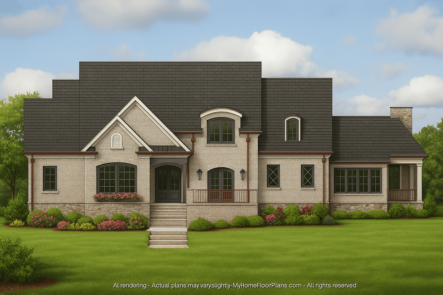Luxurious 2-Story Home Plan with French Country Design