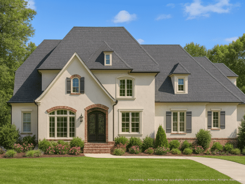 Luxurious 2-Story House Plan with French Country Elegance