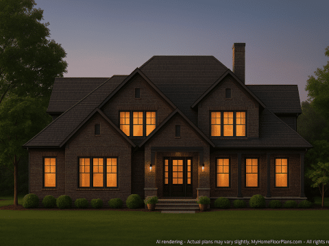 Luxurious 5-Bedroom House Plan with Vaulted Ceilings and CAD Blueprints