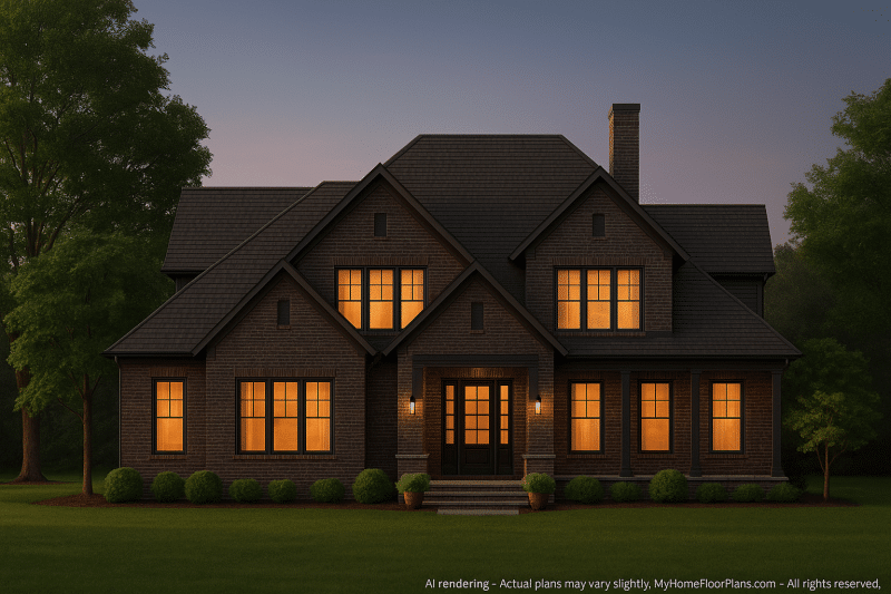 Luxurious 5-Bedroom House Plan with Vaulted Ceilings and CAD Blueprints