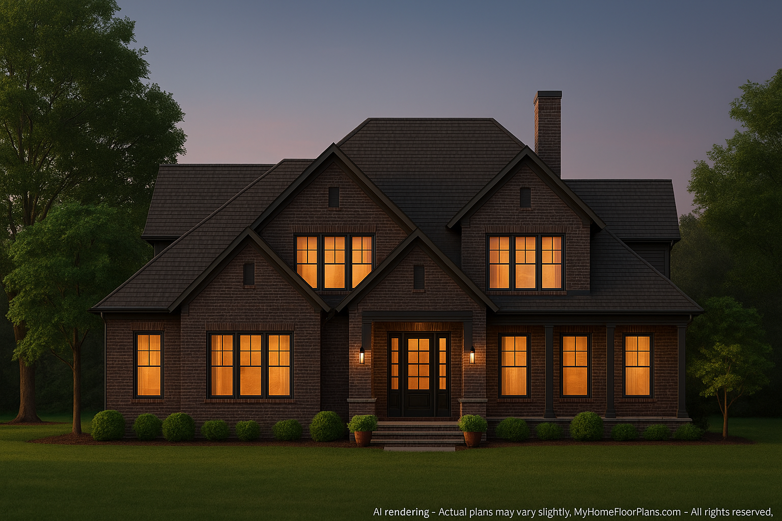 Luxurious 5-Bedroom House Plan with Vaulted Ceilings and CAD Blueprints