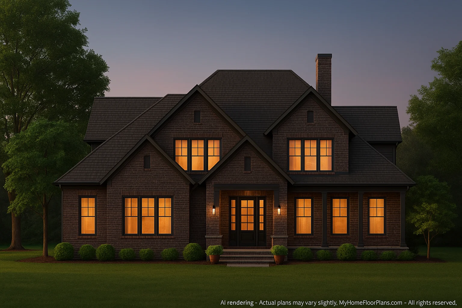 Luxurious 5-Bedroom House Plan with Vaulted Ceilings and CAD Blueprints
