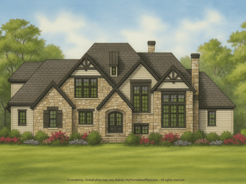 Luxurious Tudor-Style House Plan with 5,500 Sq. Ft. and CAD Blueprints