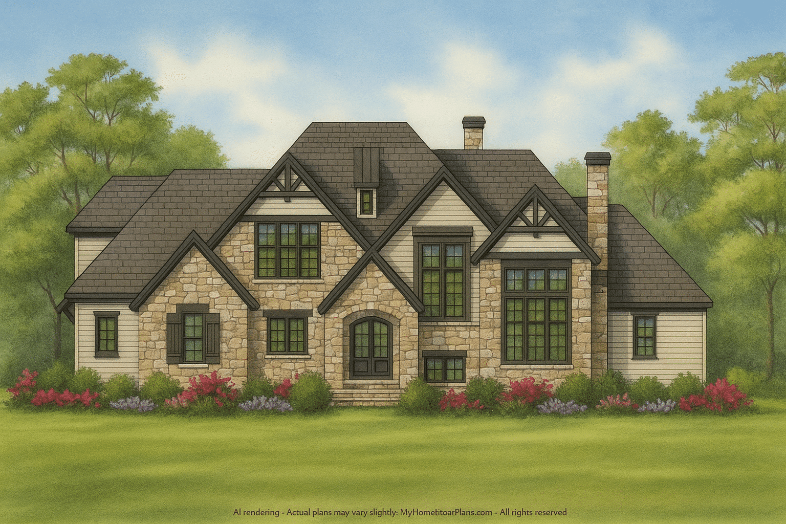 Luxurious Tudor-Style House Plan with 5,500 Sq. Ft. and CAD Blueprints