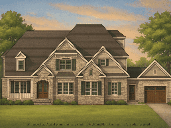 Luxury 2-Story House Plan with 5 Bedrooms, Vaulted Ceilings & CAD Blueprints