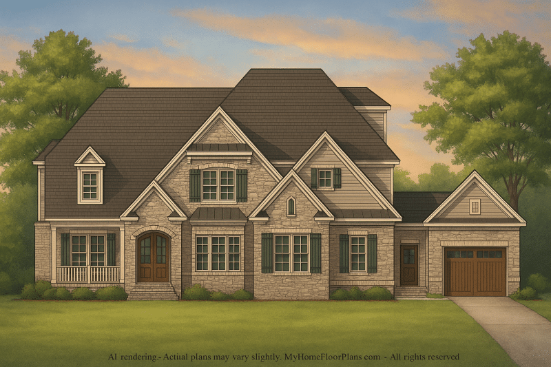 Luxury 2-Story House Plan with 5 Bedrooms, Vaulted Ceilings & CAD Blueprints