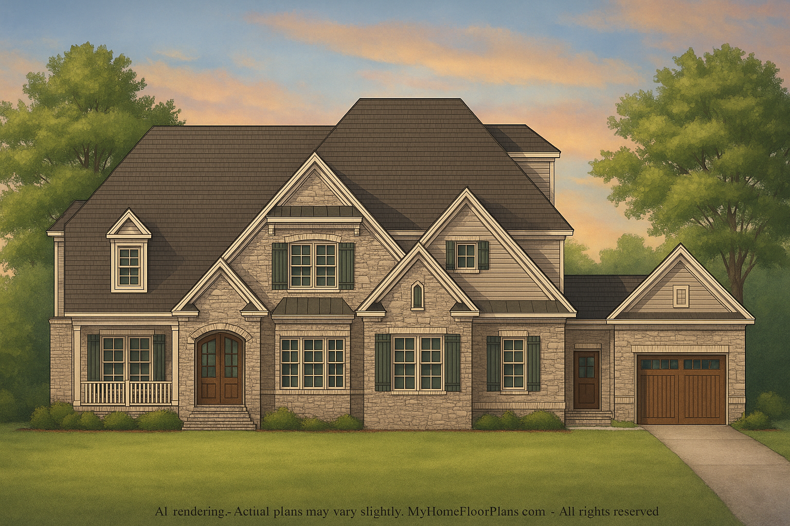 Luxury 2-Story House Plan with 5 Bedrooms, Vaulted Ceilings & CAD Blueprints