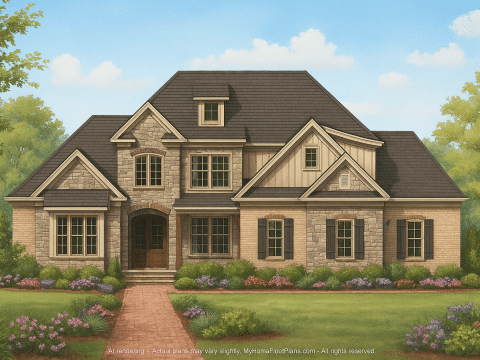 Luxury 2-Story House Plan with French Country and Craftsman Design
