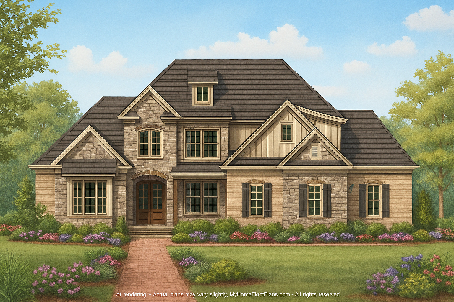 Luxury 2-Story House Plan with French Country and Craftsman Design