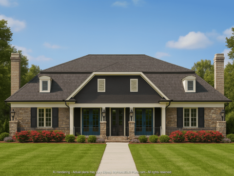Luxury Duplex Home Plan with Vaulted Ceilings and Open Design