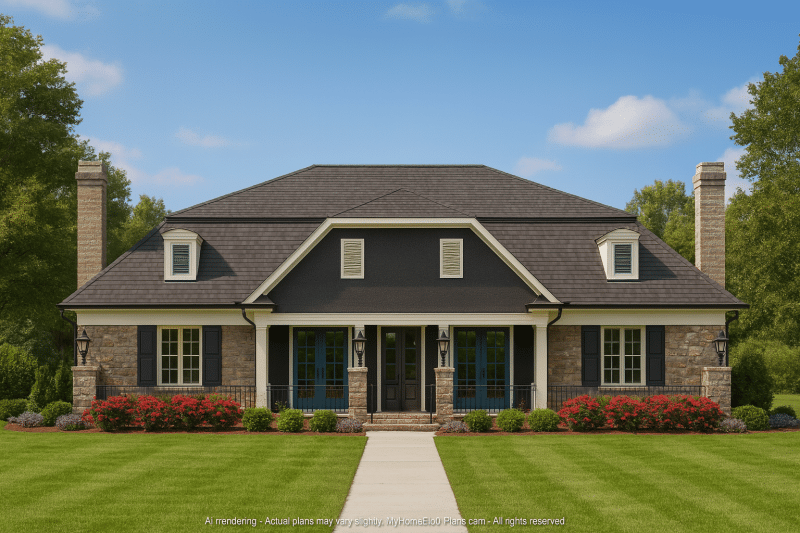 Luxury Duplex Home Plan with Vaulted Ceilings and Open Design