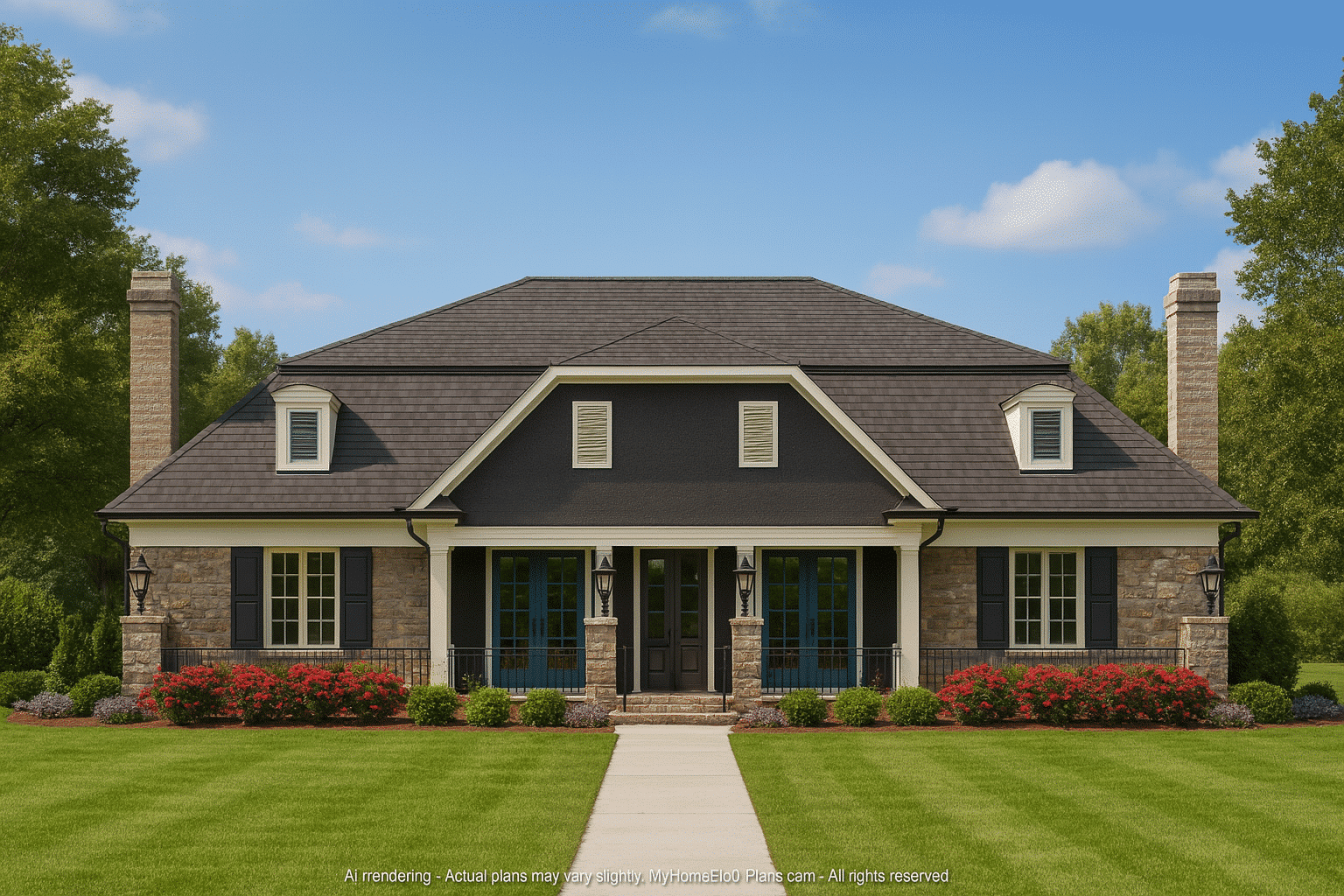 Luxury Duplex Home Plan with Vaulted Ceilings and Open Design