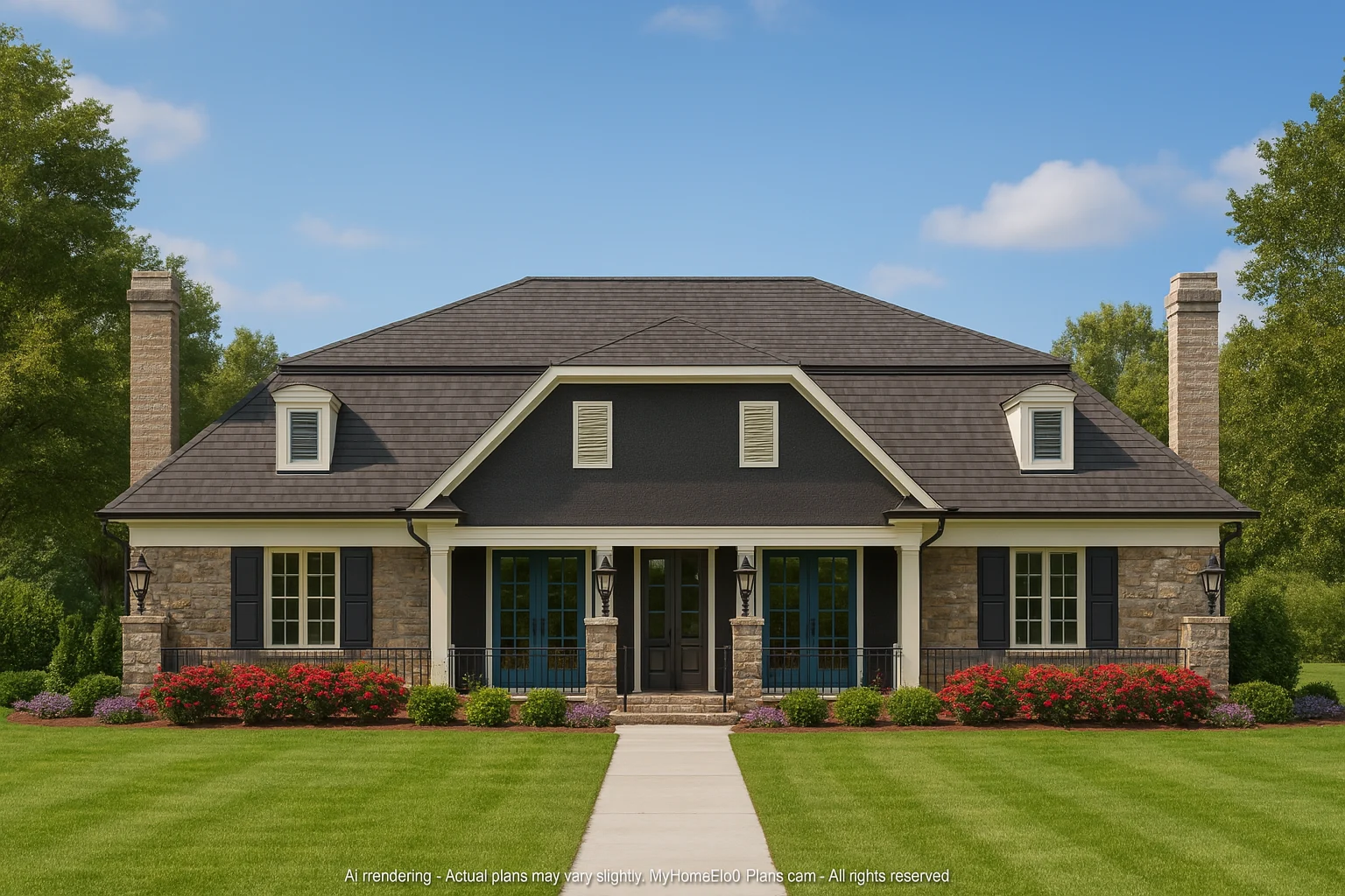 Luxury Duplex Home Plan with Vaulted Ceilings and Open Design