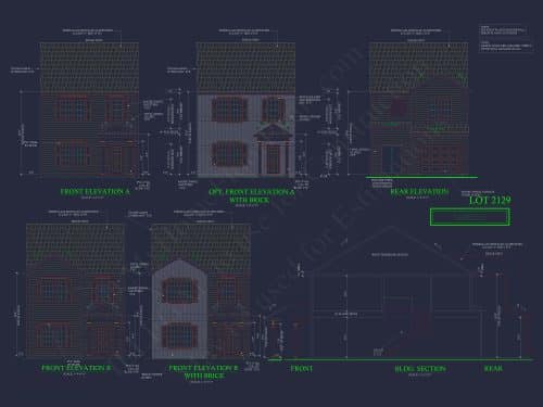 Modern Colonial Revival House Plan with 2 Floors and Open Design