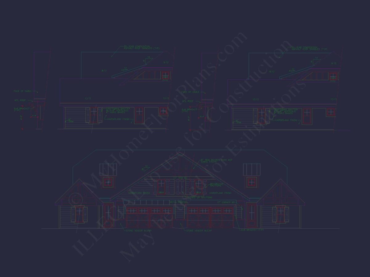 4-Unit Townhome Floor Plan with Open Layout and Craftsman Design