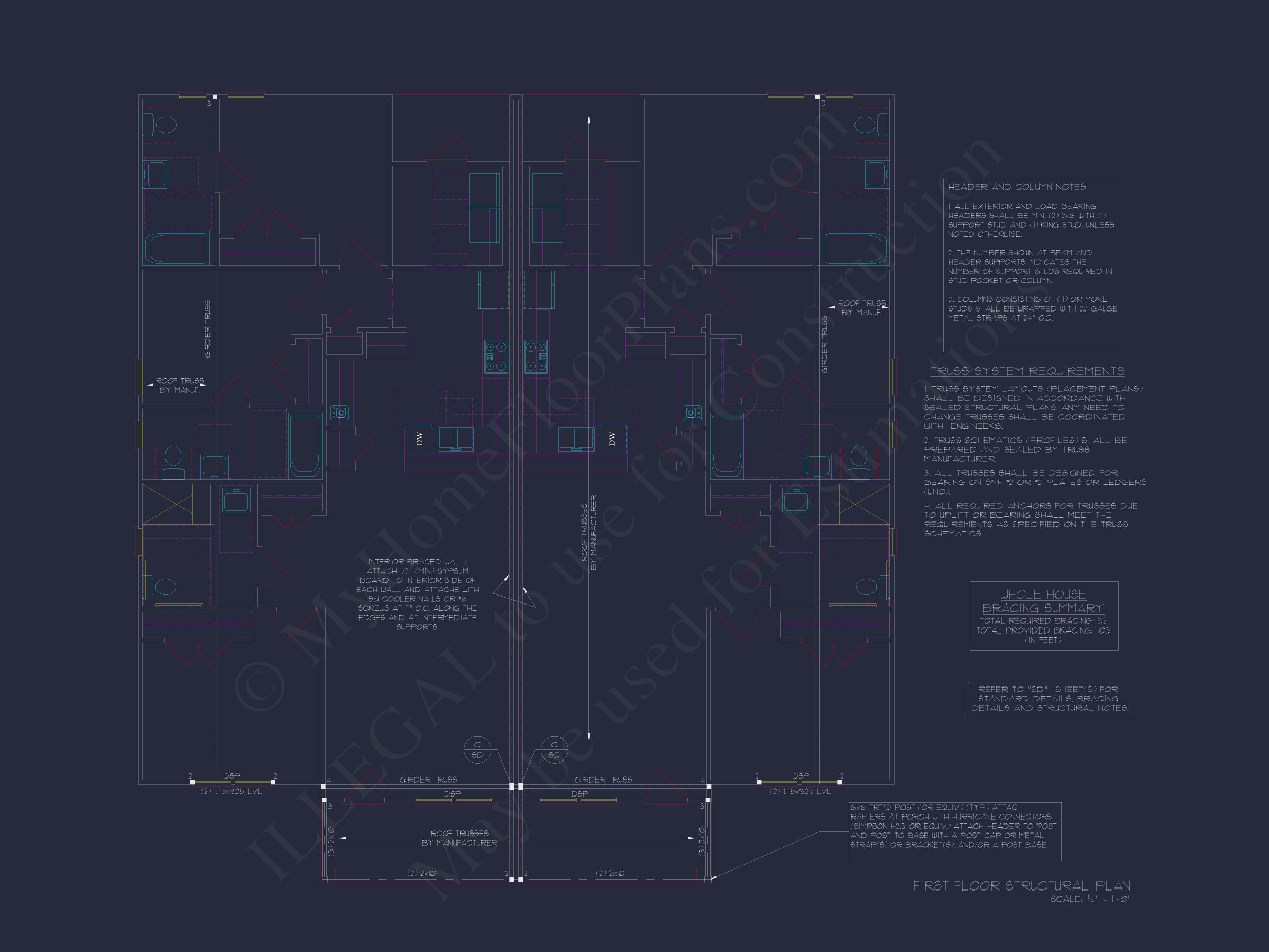 Modern Duplex House Floor Plan with CAD Blueprint Designs
