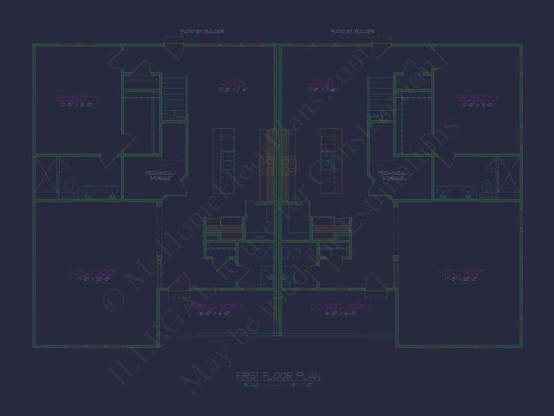 Beautiful Duplex Home Design with Functional CAD Blueprint