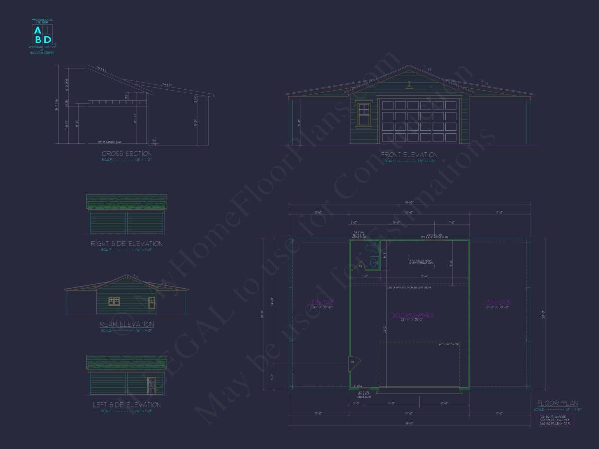 Modern Garage & Workshop Home Plan with Functional Layout and CAD Files