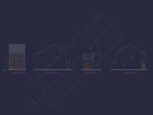 Modern Townhome Floor Plan with Open Layout and CAD Files