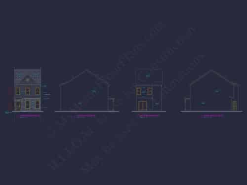 Modern Townhome Floor Plan with Open Layout and CAD Files