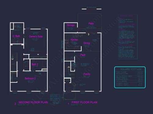 Modern Townhome Floor Plan with Open Layout and CAD Files