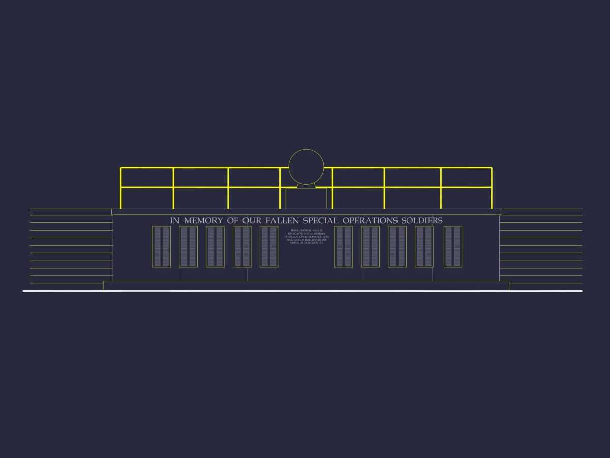 Memorial Wall CAD Design with Detailed Architectural Blueprints