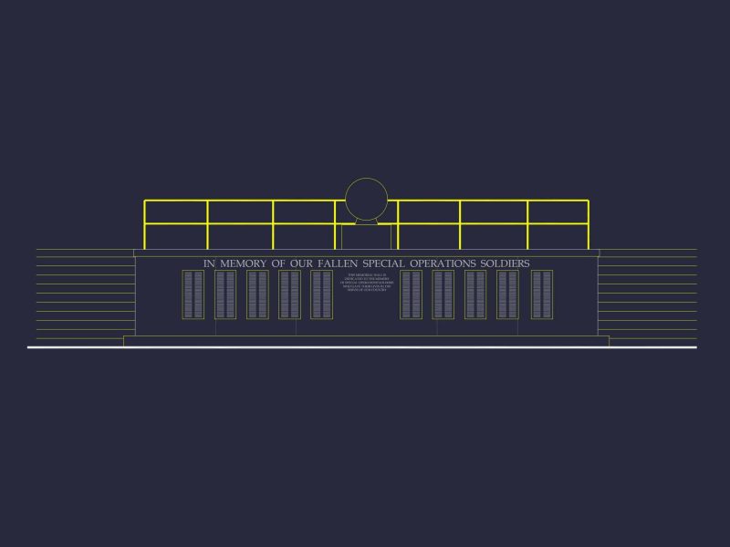 Memorial Wall CAD Design with Detailed Architectural Blueprints