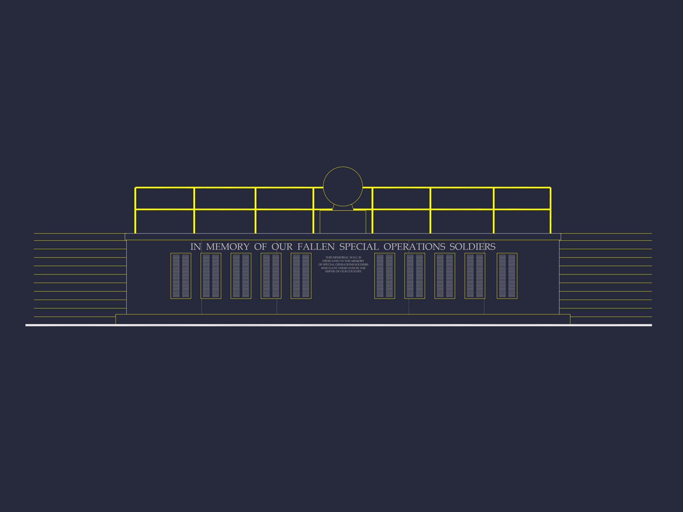 Memorial Wall CAD Design with Detailed Architectural Blueprints