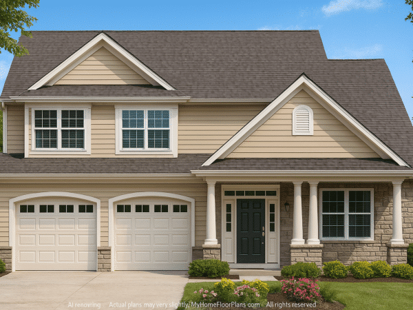 Modern 1.5-Story Farmhouse Plan with Vaulted Ceilings & CAD Designs