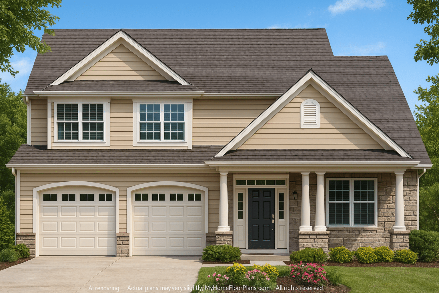 Modern 1.5-Story Farmhouse Plan with Vaulted Ceilings & CAD Designs