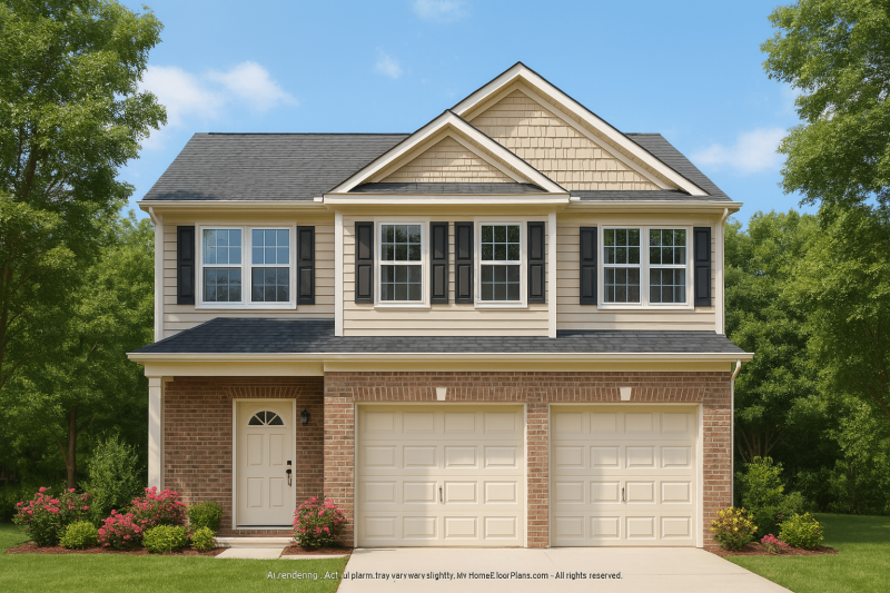 Modern 2-Story CAD House Plan with Brick Exterior & Open Layout