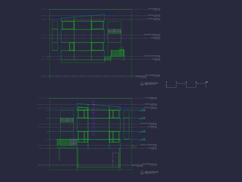 Modern 2-Story Home Floor Plan with Efficient Architecture & CAD Blueprints