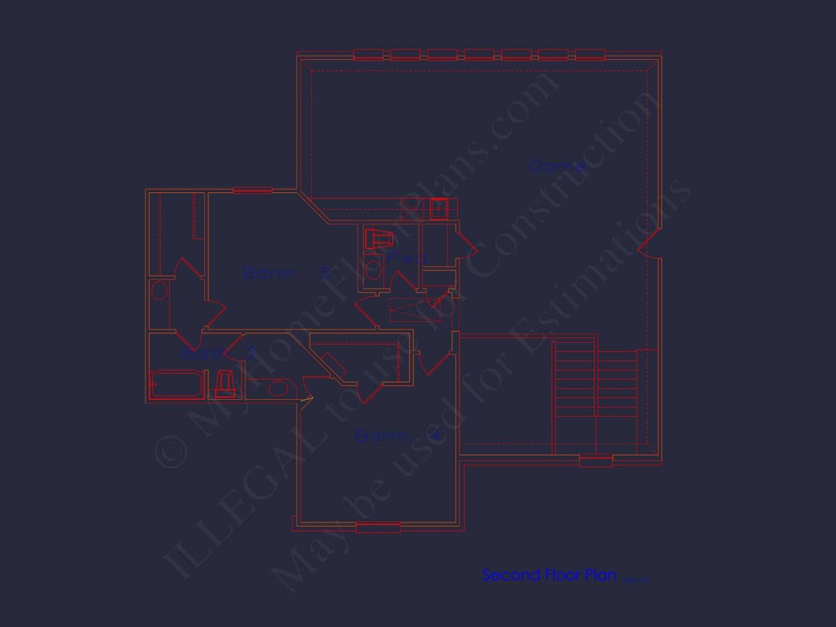 Modern 2-Story House Plan with 4 Bedrooms and CAD Blueprints