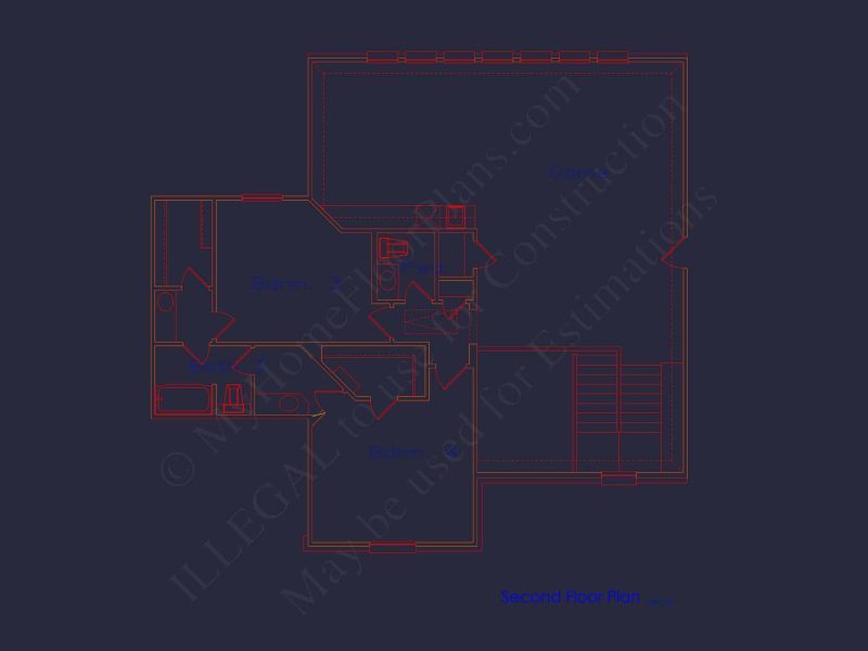 Modern 2-Story House Plan with 4 Bedrooms and CAD Blueprints