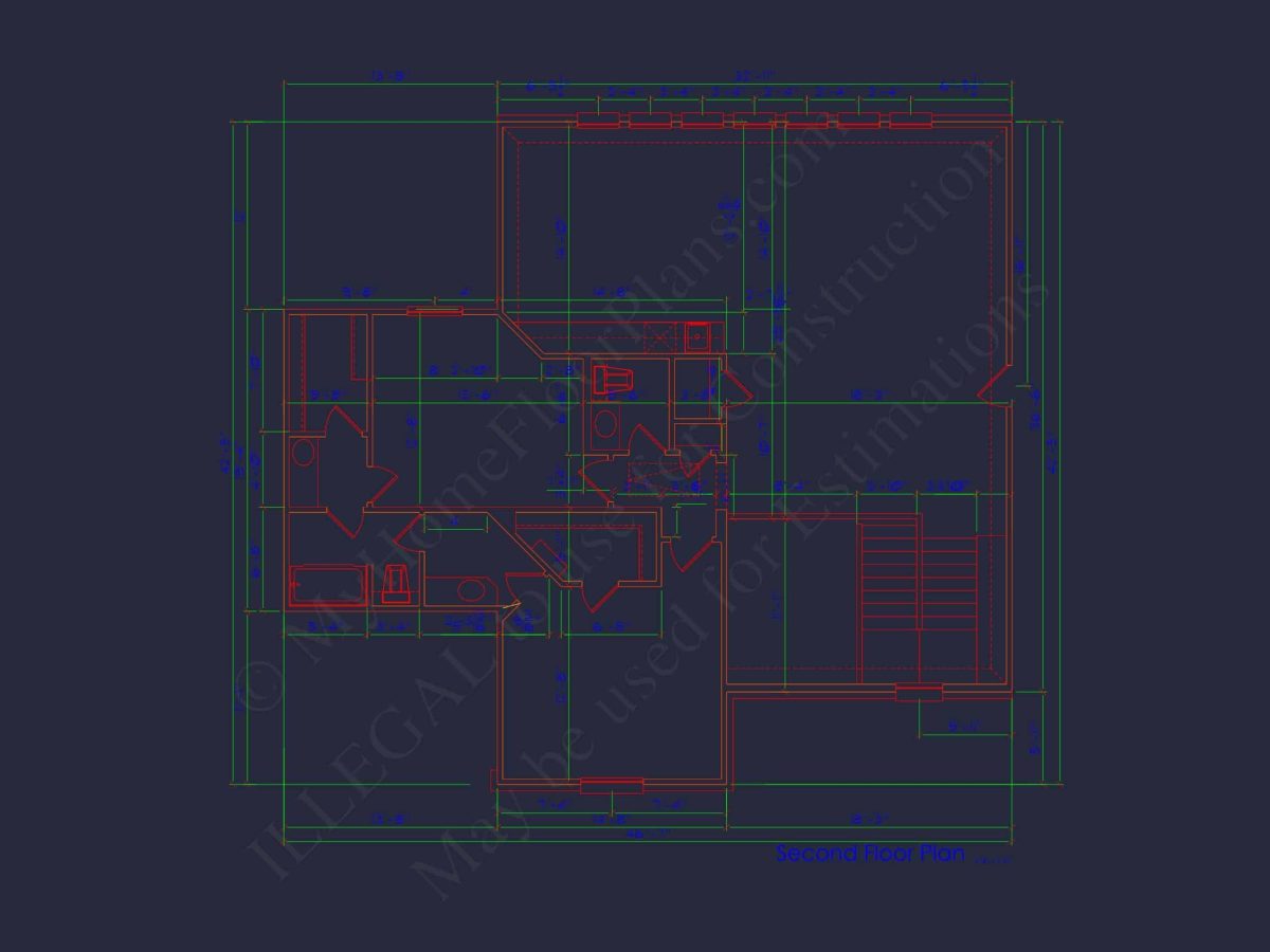 Modern 2-Story House Plan with 4 Bedrooms and CAD Blueprints