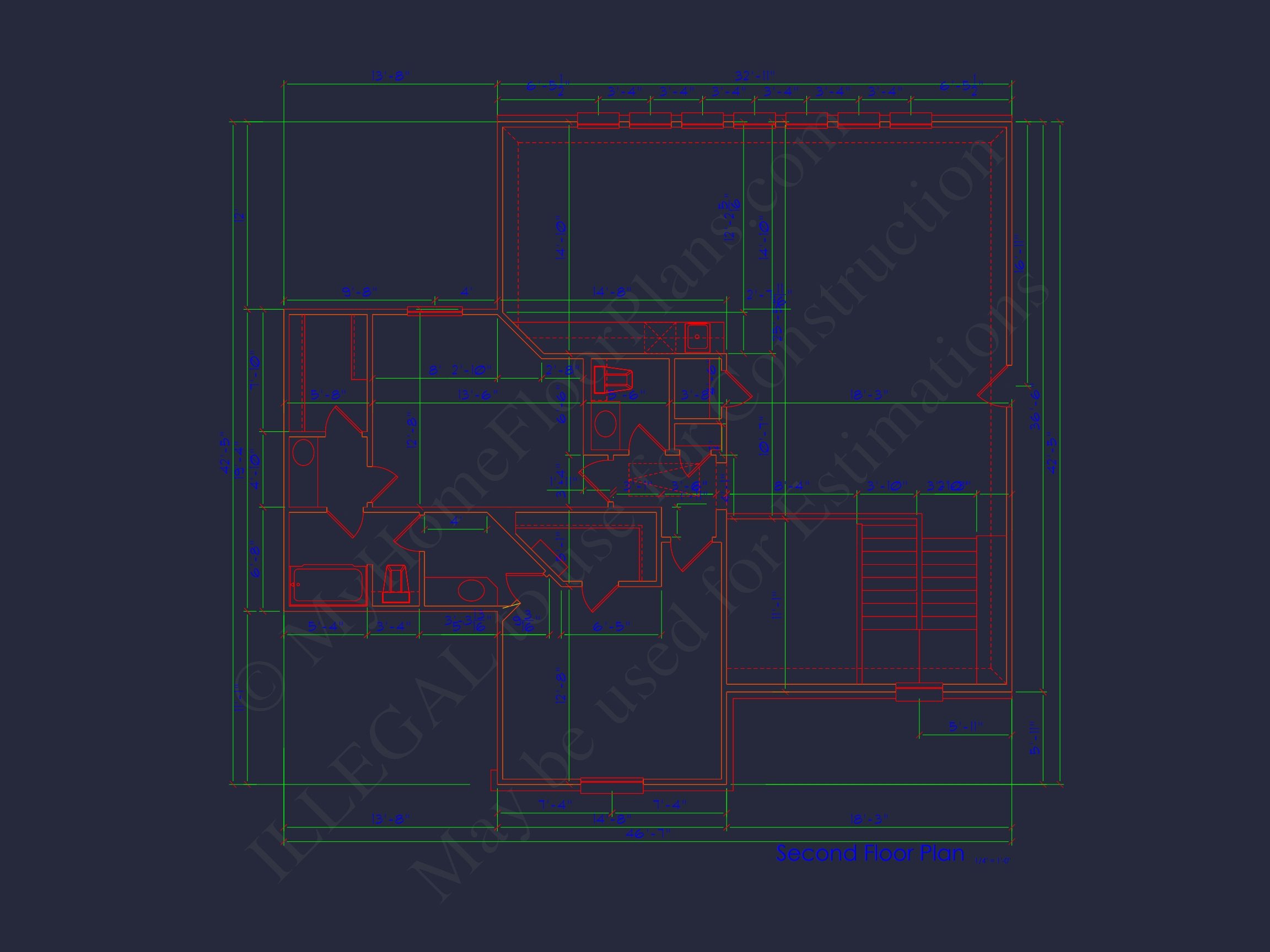 Modern 2-Story House Plan with 4 Bedrooms and CAD Blueprints