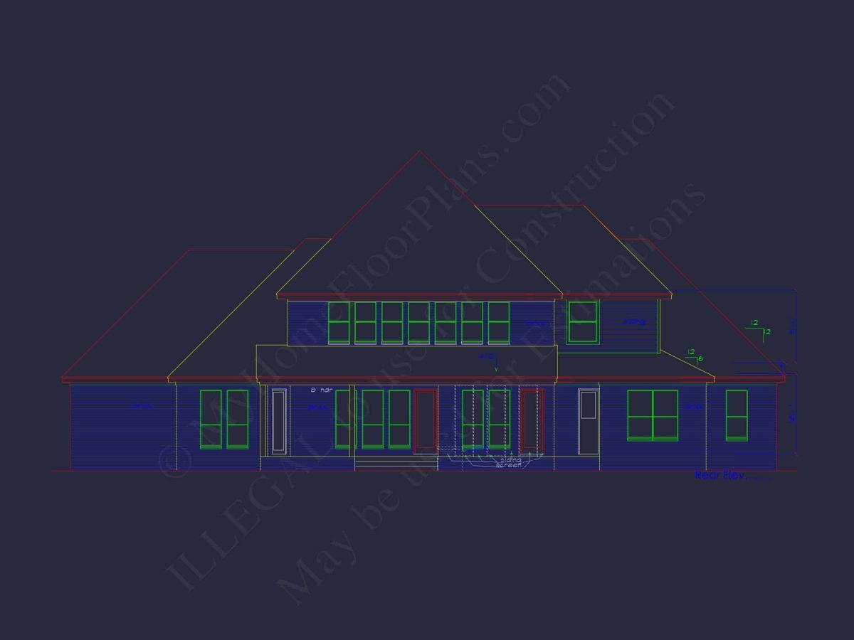 Modern 2-Story House Plan with 4 Bedrooms and CAD Blueprints