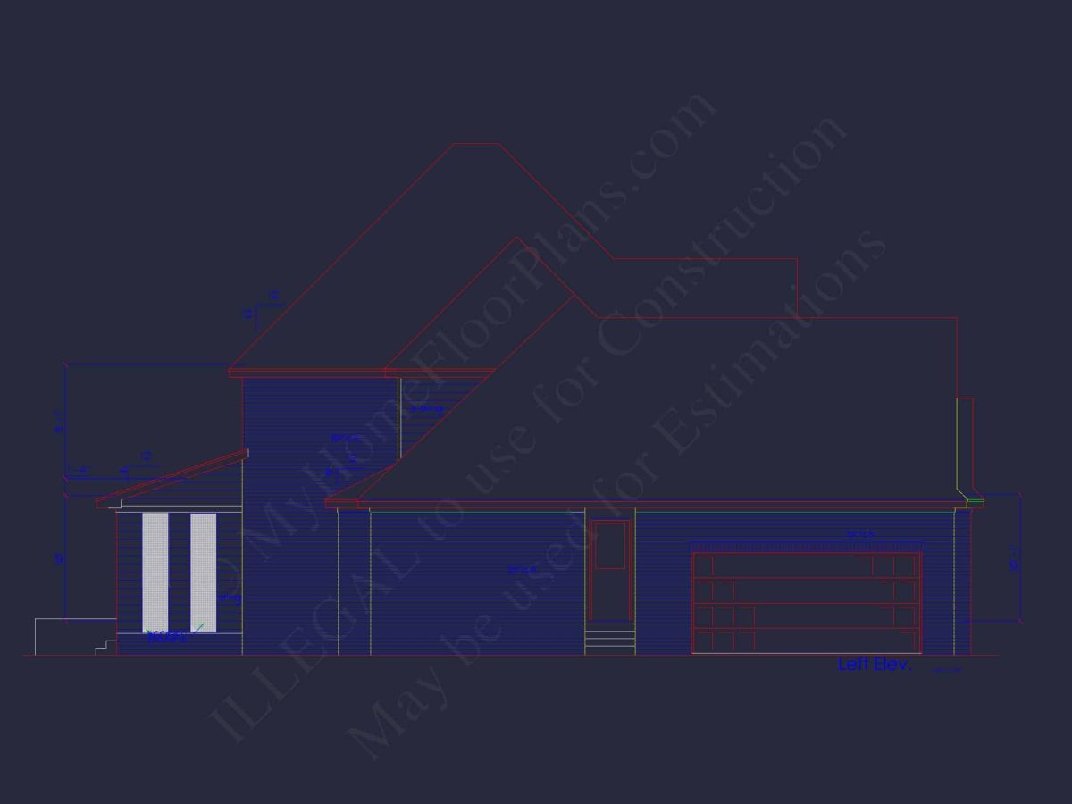 Modern 2-Story House Plan with 4 Bedrooms and CAD Blueprints
