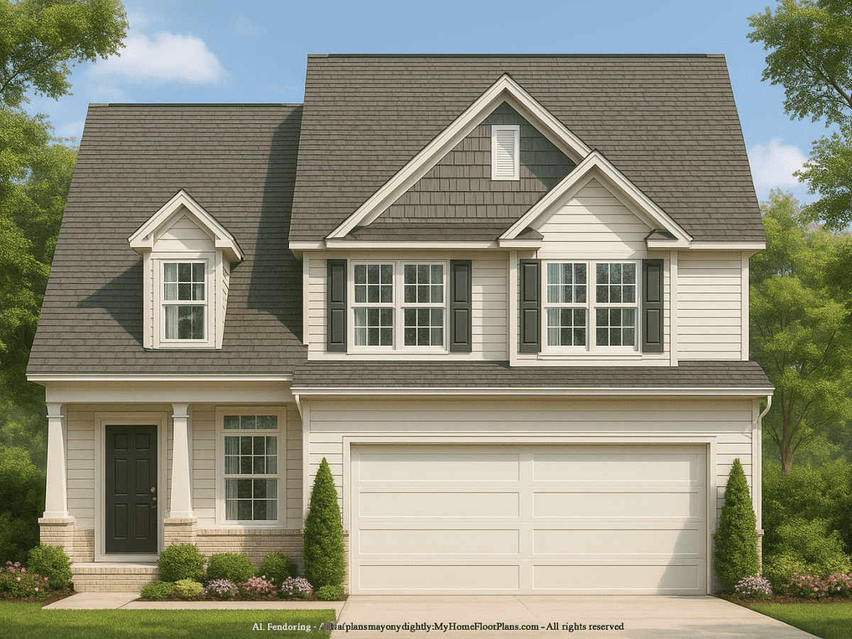 Modern 2-Story House Plan with CAD Designs and Blueprint